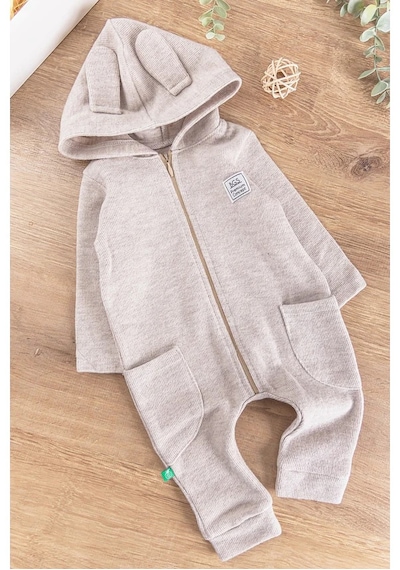 Babymod Kapüşonlu Önden Fermuarlı Kız/erkek Bebek Tulum 0-3 Ay