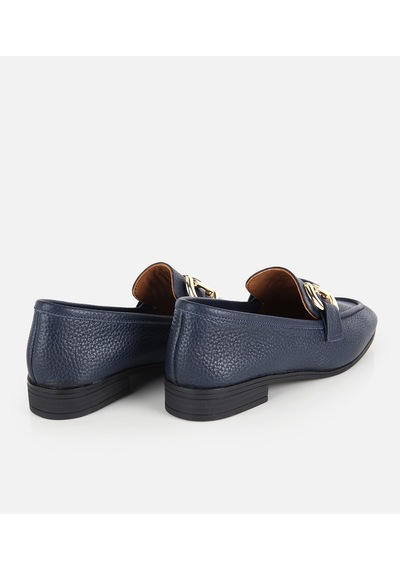 Hotiç Kadın Deri Lacivert Gold Toka Detaylı Yumuşak Dokulu Topuklu Klasik Loafer 01ayh336120a680 01ayh336120a680
