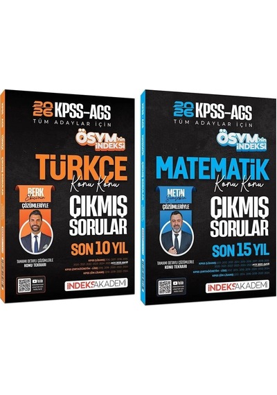 İndeks Akademi 2026 Kpss Meb-ags Türkçe + Matematik Ösym Nin İndeksi Çıkmış Sorular 2 Li Set İndeks Akademi Yayıncılık