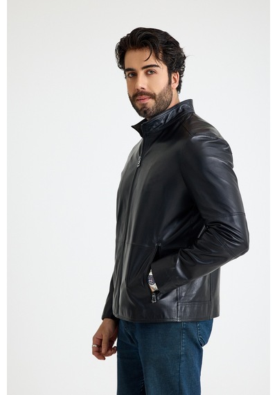 Franko Armondi Fit Kısa Erkek Deri Ceket E4-k-2629-23712 Siyah