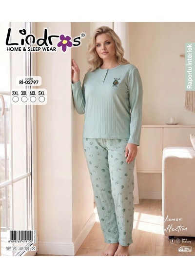 Boyraz Lindros Kadın Düğme Yaka Raporlu İnterlok Kışlık Battal Pijama Takımı 02797 - 1 Adet Yeşil Boyraz Lindros Kadın Düğme Yaka Raporlu İnterlok Kışlık Battal Pijama Takımı 02797 - 1 Adet Yeşil