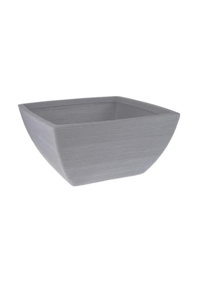 Yivli Gri Plastik Kare Saksı, 52x52x25 Cm