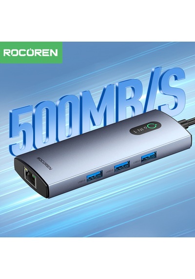 Rocoren 6 Portlu 4k 30hz Gigabit Ethernet 3 Usb3.0 Pd 100w Destekli Hub Çoklayıcı