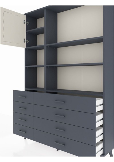 Arges Dolap 7 Raflı 8 Çekmeceli Tek Kapaklı 132x30x195 Antrasit-aytaşı/antrasit Aytası/antrasıt Arges Dolap 7 Raflı 8 Çekmeceli Tek Kapaklı 132x30x195 Antrasit-aytaşı/antrasit Aytası/antrasıt