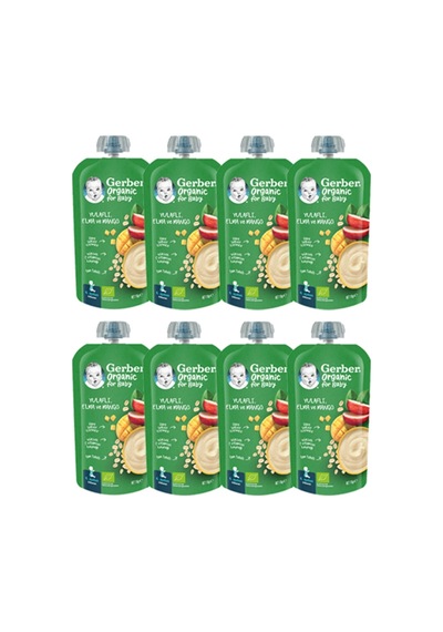 Gerber Organik Yulaflı Elma ve Mango Püresi 110g  x 8  Adet