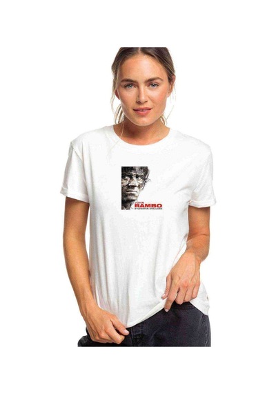 John Rambo Sylvester Stallone Baskılı Beyaz Kadın Tshirt