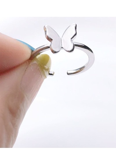 Chavin 2 Mm. Alloy Ayarlanabilir Gri Kelebek Bayan Yüzük Eu31