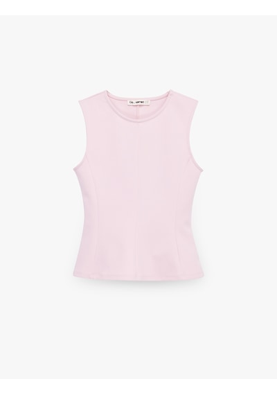 Koton Pamuklu Slim Fit Kolsuz Bisiklet Yaka Bluz Pembe 6sal30006ık Gül