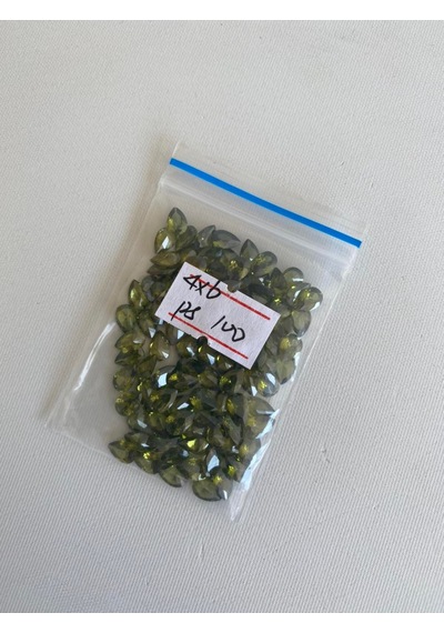 Armut Kesim Sentetik Taş 4x6mm 100 Adet Zeytin Yeşili