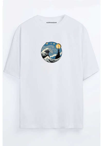 Yıldızlı Gece Wave - Dalga Baskılı Unisex Siyah - Beyaz - Turuncu - Bej Oversize T-shirt Beyaz Yıldızlı Gece Wave - Dalga Baskılı Unisex Siyah - Beyaz - Turuncu - Bej Oversize T-shirt Beyaz