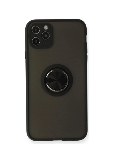 Mey İthalat iPhone Uyumlu 11 Pro Kılıf Montreal Yüzüklü Silikon Kapak - Siyah