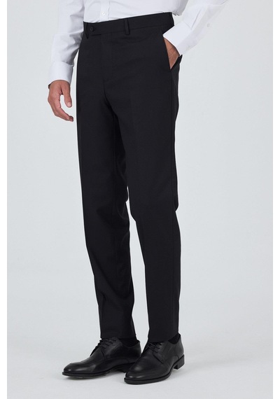 İmza Siyah Yan Cep Açık Paça Comfort Fit Esnek Classic Pantolon 1003250907 Siyah