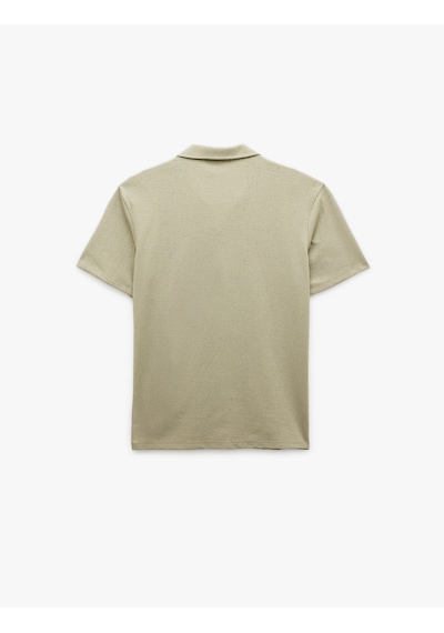Koton Pamuklu Regular Fit V Polo Yaka Kısa Kollu Tişört Yeşil 5sam10024mk Yeşil