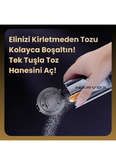 Harvox Hxvc-005 Araç İçi Profesyonel Süpürge 12.000 Mah Çift Bataryalı 20.000pa Güçlü Vakum Ve Üfleme Powerbank Özellikli Süpürge Siyah