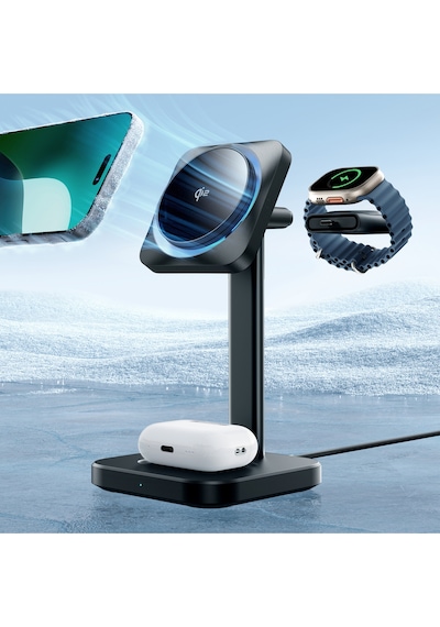 Qi2 Cryoboost 3 İn 1-15w Magsafe Masaüstü Şarj Standı İphone, Apple Watch Ve Airpods Uyumlu