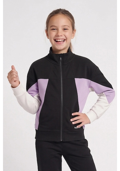 Hummel Renk Bloklu Pamuklu Dik Yaka Fermuarlı Sweat Kız Çocuk Sweat 922566-2001 Siyah