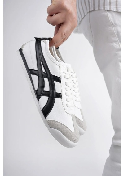 Bs Shoes Tayger Unisex Spor Ayakkabı Kaymaz Taban Oxford Sneakers Beyaz Siyah