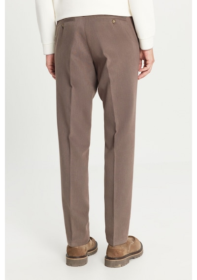 Premıum Altınyıldız Erkek Kahverengı Pamuklu Regular Fit Normal Kesim Diagonal Desenli Yan Cepli Casual Pantolon Kahverengi
