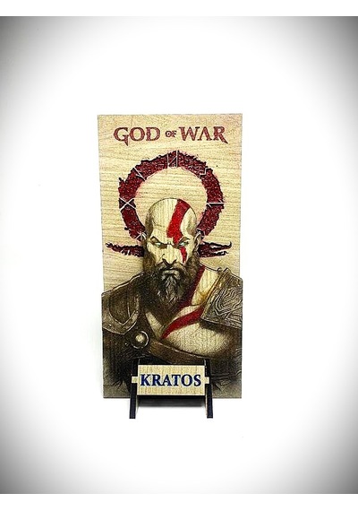 Dükkan Design Lazer Kazıma El Boyuma God Of War Ahşap Biblo Demonte