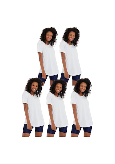 Beyaz 5 Li Paket Regular/normal Kesim Pis Yaka Kısa Kollu İç Göstermeyen Kadın T-shirt Beyaz-beyaz-beyaz-beyaz-beyaz