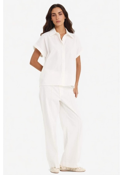 Defacto Wide Leg Cepli Yüksek Bel Gabardin Pantolon F1649ax25auer105 Ekru