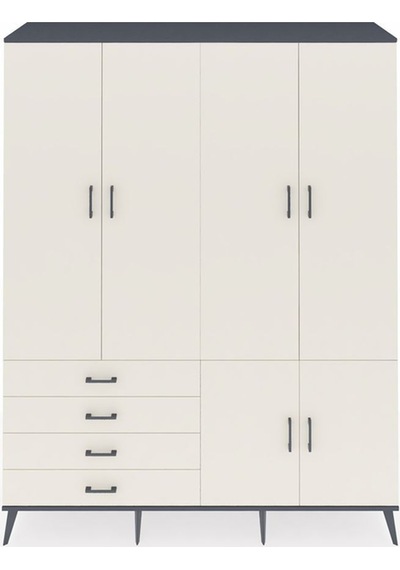 Hyperion Gardrop 7 Raflı 4 Çekmeceli Tek Askılı 176x44x221 Antrasit-aytaşı Aytaşı Hyperion Gardrop 7 Raflı 4 Çekmeceli Tek Askılı 176x44x221 Antrasit-aytaşı Aytaşı
