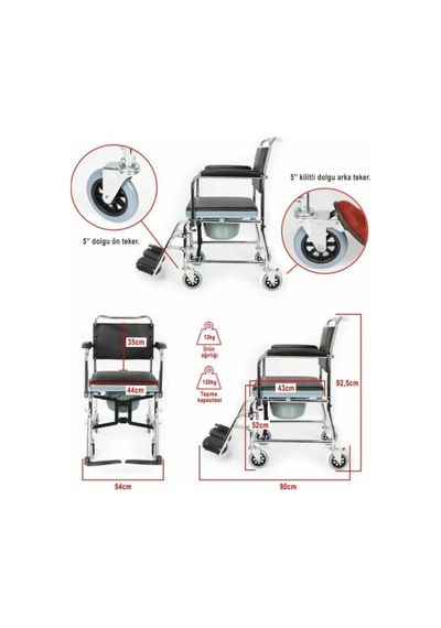 Medkimsan Klozetli Tekerlekli Sandalye | Tuvaletli Sandalye