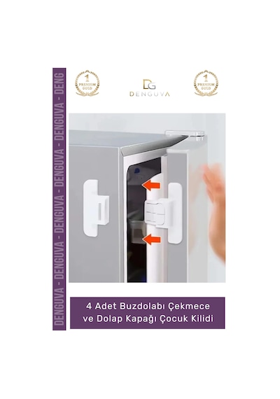 Kilit Çift Butonlu Emniyet Bebek Güvenlik Buzdolabı Çekmece Koruyucu Dolap Kapağı Çocuk Kilidi - 4 Çok Renkli