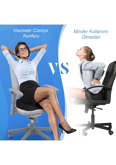 Viscower Visko Coccyx Ortopedik Hemaroid Oturma Minderi Siyah