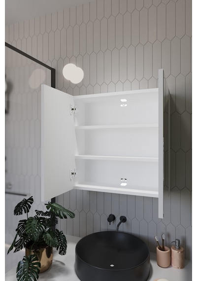 2 Aynalı Banyo Dolabı İki Kapaklı Lavabo Üstü Banyo Dolabı Beyaz