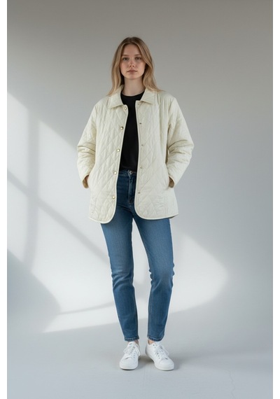 CottonCool Kadın Kapitone Mont Krem