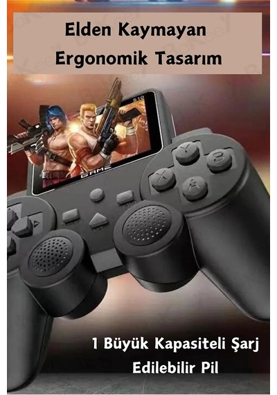 S10 Mini Çift Kolu Taşınabilir 520 Oyunlu Kablosuz Oyun Konsolu Atari Media Player Medya Oynatıcı Siyah - 624146455