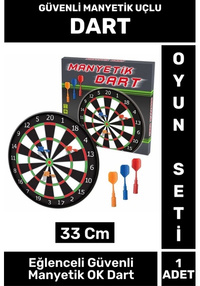 Özel Tasarım Genç Yetişkin Çocuk Oyun Eğlenceli Güvenli Manyetik Uçlu Dart 33 Cm