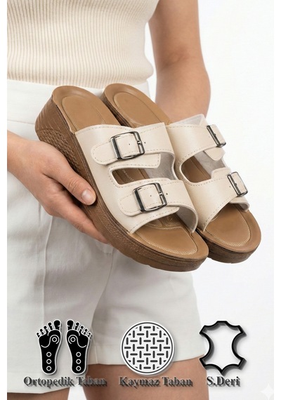 N Moda Kadın Ultra Yumuşak Soft Taban Dolgu Topuk Ortopedik İçi Pedli Günlük Anne Terliği 2 Toka Krem N Moda Kadın Ultra Yumuşak Soft Taban Dolgu Topuk Ortopedik İçi Pedli Günlük Anne Terliği 2 Toka Krem