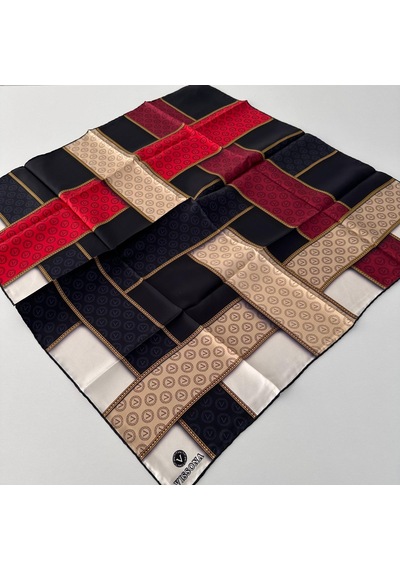 Vissona Twill İpek Eşarp Lacivert Ipk4301-27296 Çok Renkli