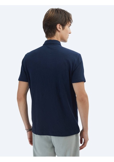 Kip Lacivert Düz Regular Fit Casual Pamuk Karışımlı Gömlek Lacivert