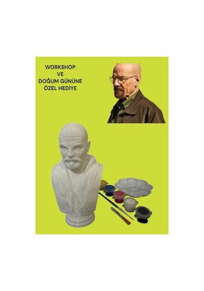 3d Walter White Bust Breaking Bad Figür Boyama Seti - Kendin Boya Hobi Ve Etkinlik Seti - Akrilik Boya + 2 Fırça