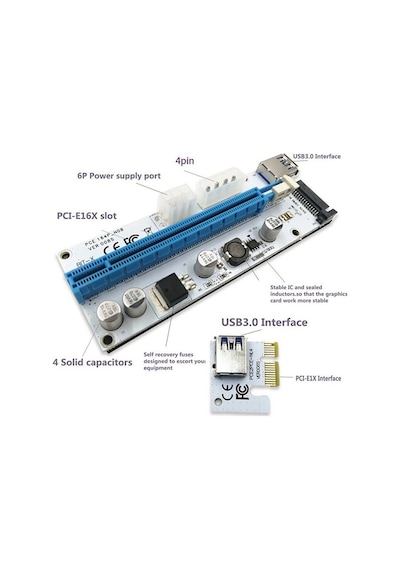 Pcı-E 1X To 16X Usb 3.0 Riser 008S Kart 4748P Uzatma Btc Express