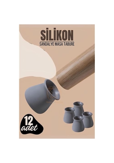Zenvac Modacar Masa Ve Sandalye Ayak Koruyucu Silikon Zemin Koruyucu Gri 12 Adet Zenvac29