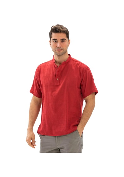 Kısa Kol Şile Bezi Bodrum Erkek T-shirt Kırmızı 3051-kırmızı Kırmızı
