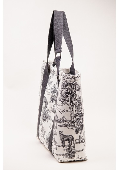 Fabric Craft Bag Plaj Çantası Kadın Omuz Çantası Duck Kumaş İçi Astarlı Mıknatıslı 50x43 Cm Gri