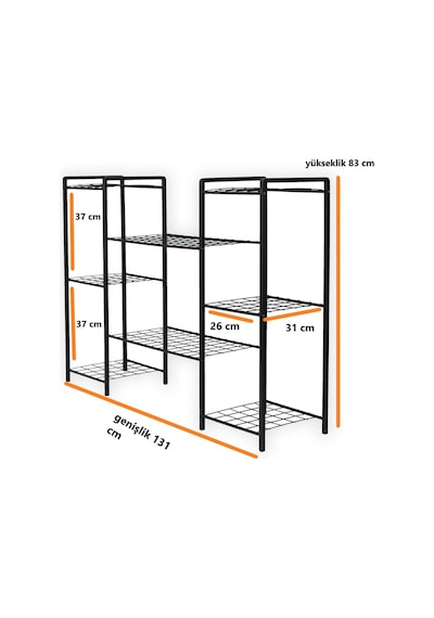 Metal Ayaklı 8 Tel Raflı Saksı Standı Katlı Saksılık Çiçeklik