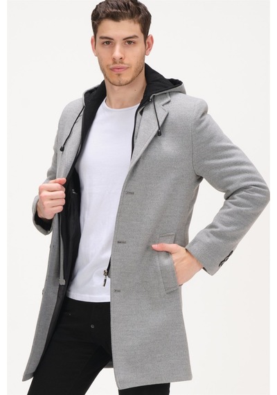 Plt8376 Dewberry Erkek Palto-Gri-Gri