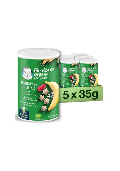 Organik Pirinçli, Buğdaylı, Muzlu Ve Ahududulu Bebek Atıştırmalığı 35 G X 5 Diğer