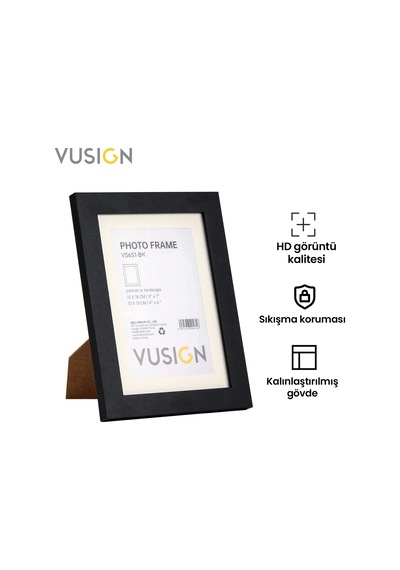 Vusıgn Mdf Siyah Masaüstü Ve Duvar Askılı Çerçeve Fotoğraf Çerçevesi 3'lü Set