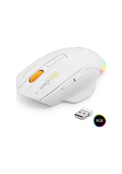 Dual Mode Kablosuz Gaming Mouse 12800 Dpi 7 Tuş Makro 1000hz Rgb - Beyaz W601w
