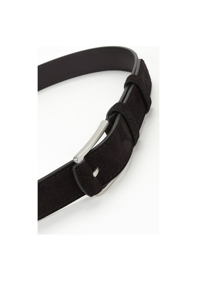 Fossil Hakiki Süet Deri 4 Cm Yarma Spor Kemer Siyah Siyah