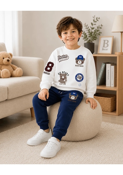 Eray Alp Kids Erkek Çocuk Ayıcık Baskılı Sweatshirt Eşofman Takımı Günlük Rahat Kombin Lacivert Eray Alp Kids Erkek Çocuk Ayıcık Baskılı Sweatshirt Eşofman Takımı Günlük Rahat Kombin Lacivert