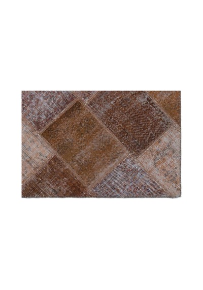 El Dokuması Patchwork Vintage Yün-pamuk Kahve Halı 22240 120 X 180 Cm Kahverengi