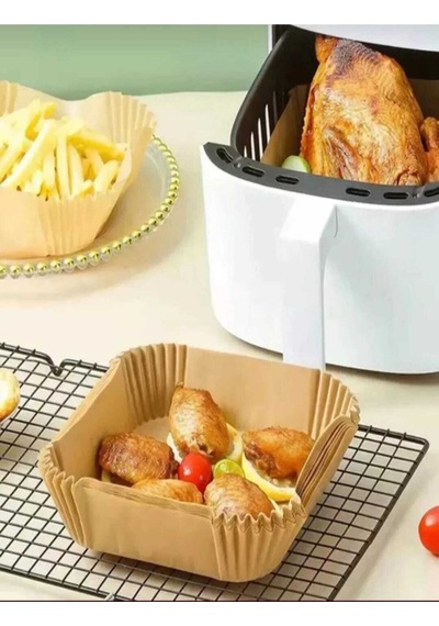 Air Fryer Pişirme Kağıdı Yağlı Kağıt Kare Kraft 16cm Kare Lüx Pişirme Kağıdı 50 Adet Kağıt Kahvereng Diğer